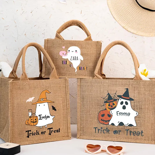 Personalized Halloween Trick or Treat Tote Bag | Custom Kids Name Personalized Halloween Tote Peaceful Pleasures Health and Wellness