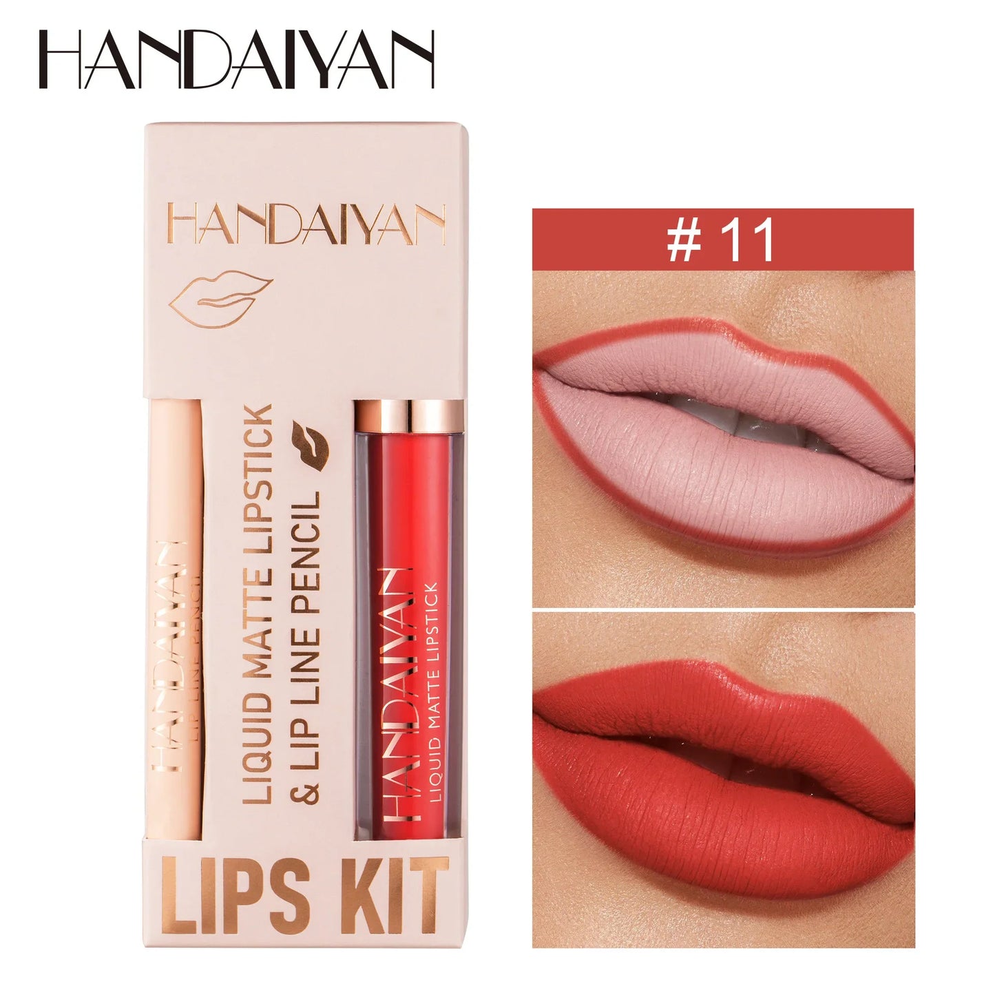 Handaiyan 2-in-1 Matte Lipstick & Lip Liner Set | 12 Shades