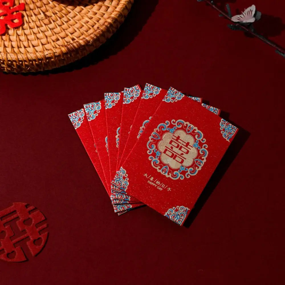 20pcs New Trendy Multiple Patterns Money Pocket Best Wishes Good Luck Red Envelope Lucky Money Blessing Bag Party Gifts Peaceful Pleasures Health and Wellness 06