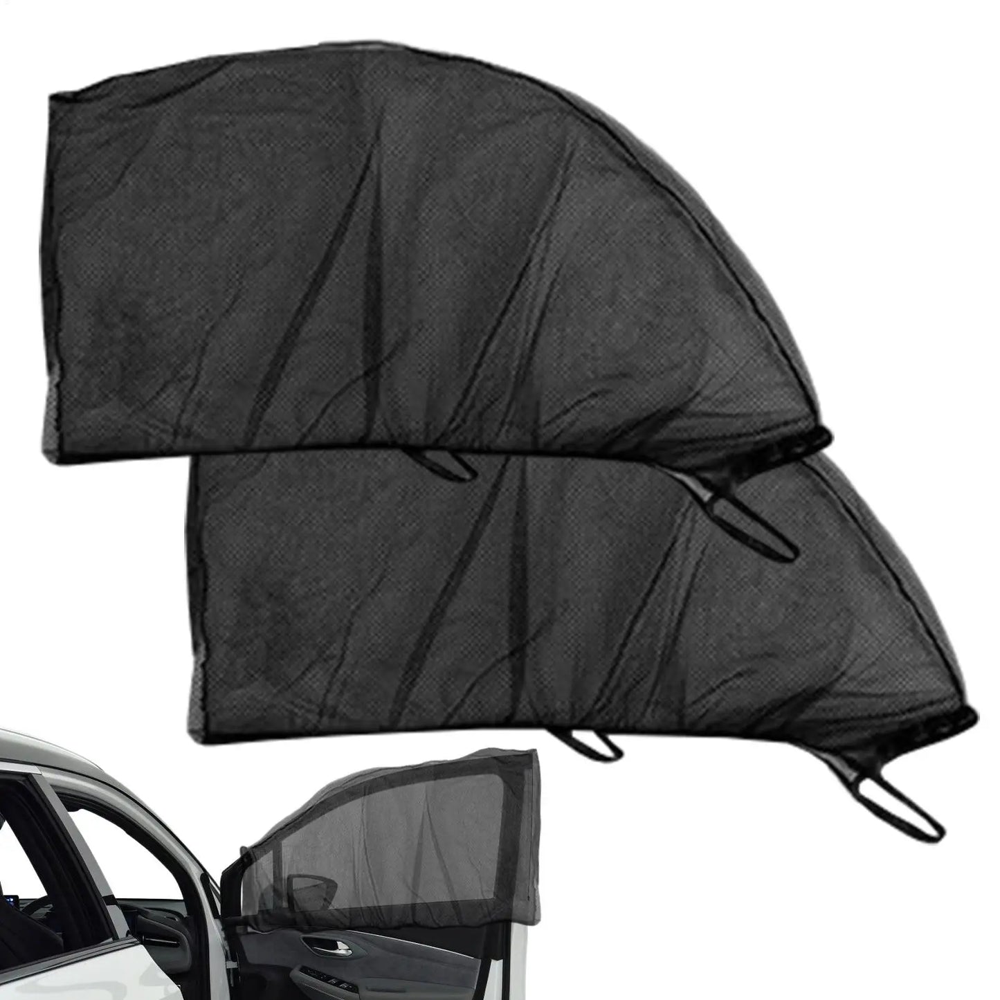 2PCS 2-in-1 Car Window Fly Screen & Sun Shade Breathable Mesh For Rear Side Windows UV Protection & Bug Guard For Cars, SUVs Peaceful Pleasures Health and Wellness