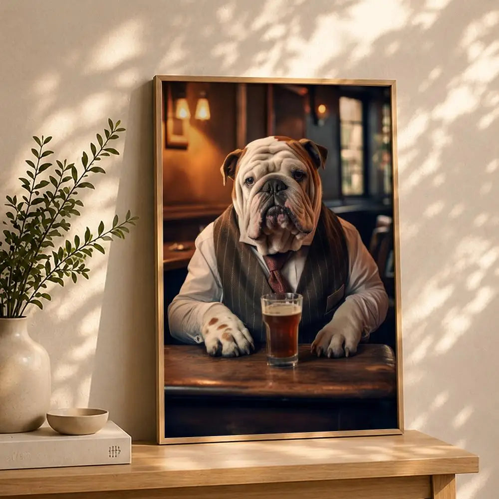 Art D-Dogs Cats at the PubS Poster HD Self Adhesive Waterproof Wall Art Ideal for Home Office Dorm Bedroom Great Gift Peaceful Pleasures Health and Wellness