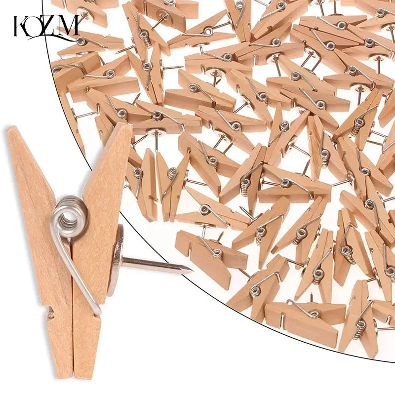 20-Pack Wooden Clip Push Pins for Cork Boards & Bulletin Boards