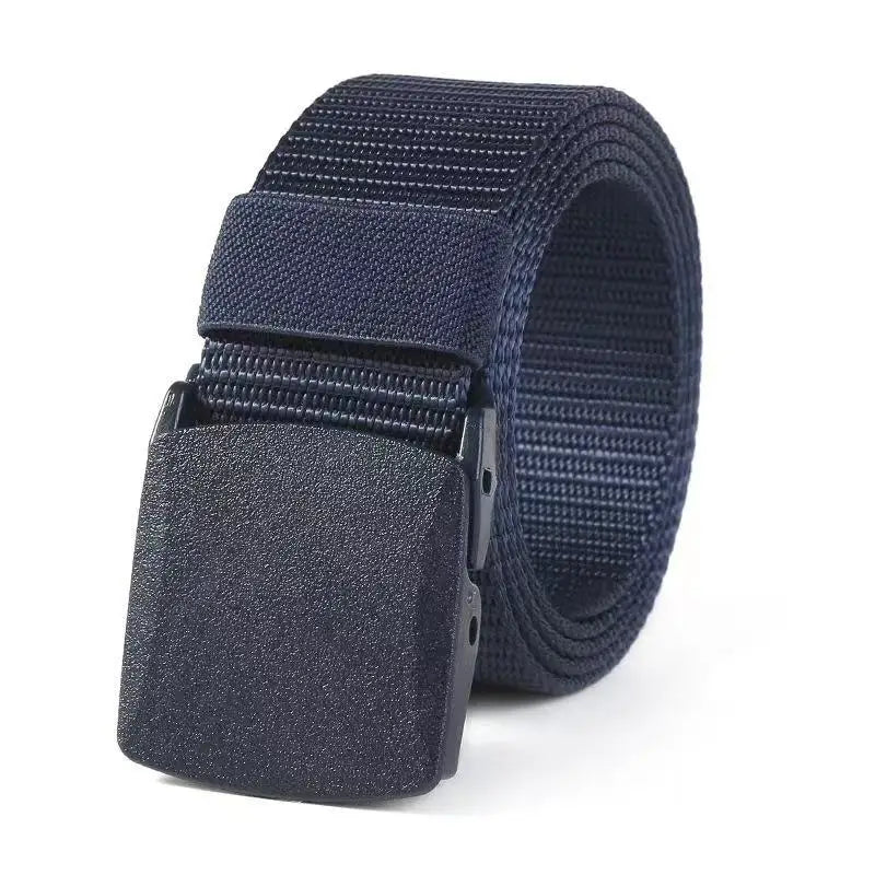 Canvas Nylon Tactical Belt Non-metallic Anti Allergy Ideal For Outdoor Training Security Check And Daily Pants Wearing Use Peaceful Pleasures Health and Wellness Blue 120cm