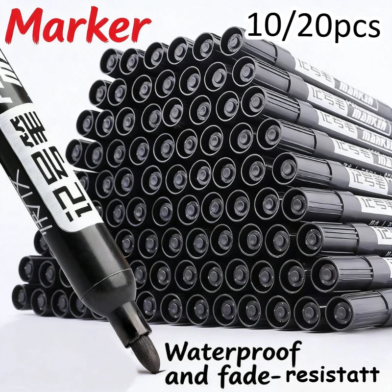 Black Permanent Marker Set 10/20 Pcs – Waterproof Bold Ink