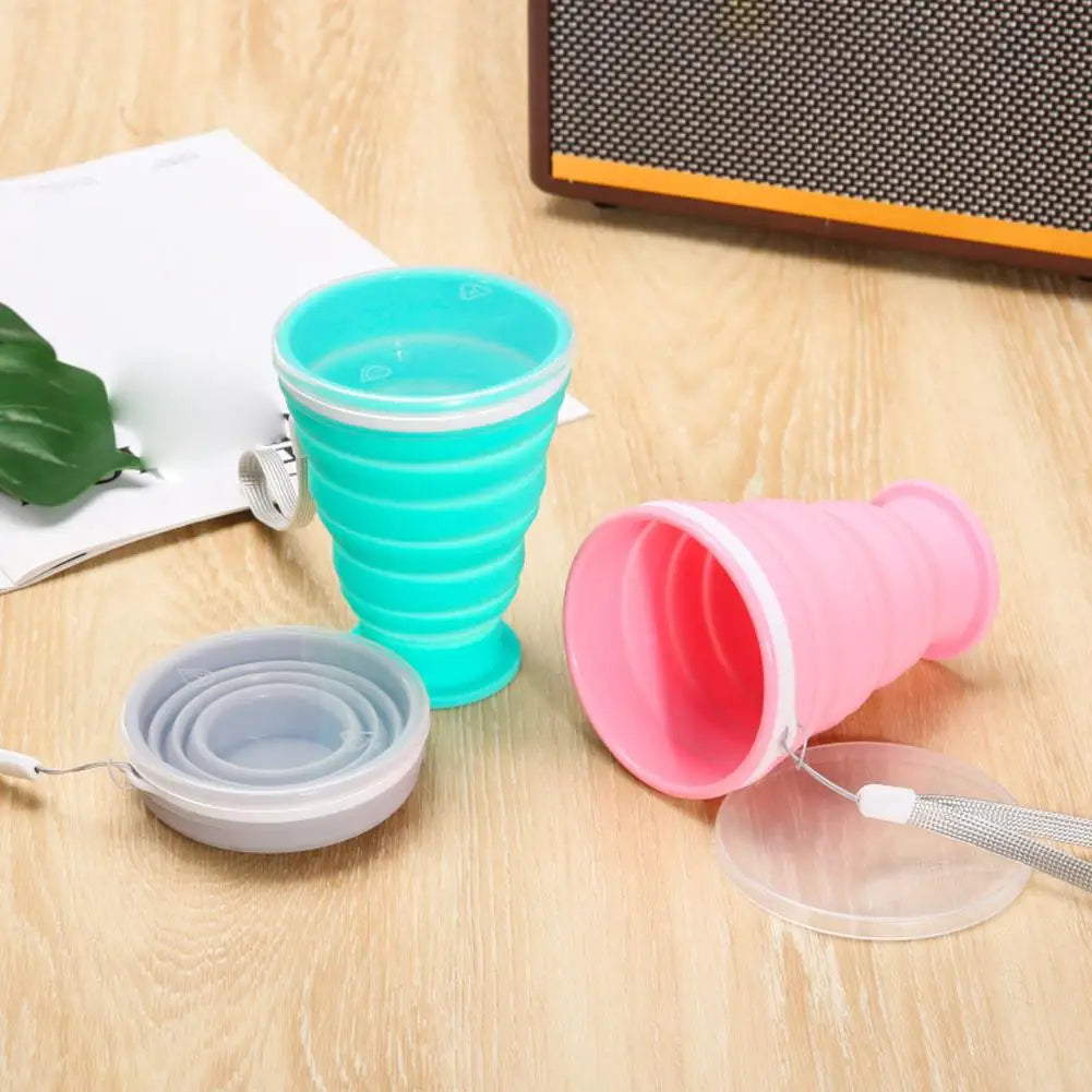 300ml Collapsible Silicone Camping Cup with Lid | Travel Mug