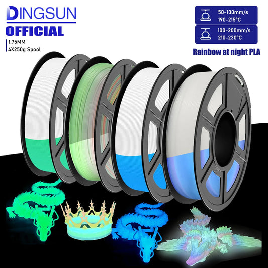 Luminous Rainbow PLA Filament 1.75mm | 3D Maliang FDM 3D Printer Filament Peaceful Pleasures Health and Wellness 4 Clor set