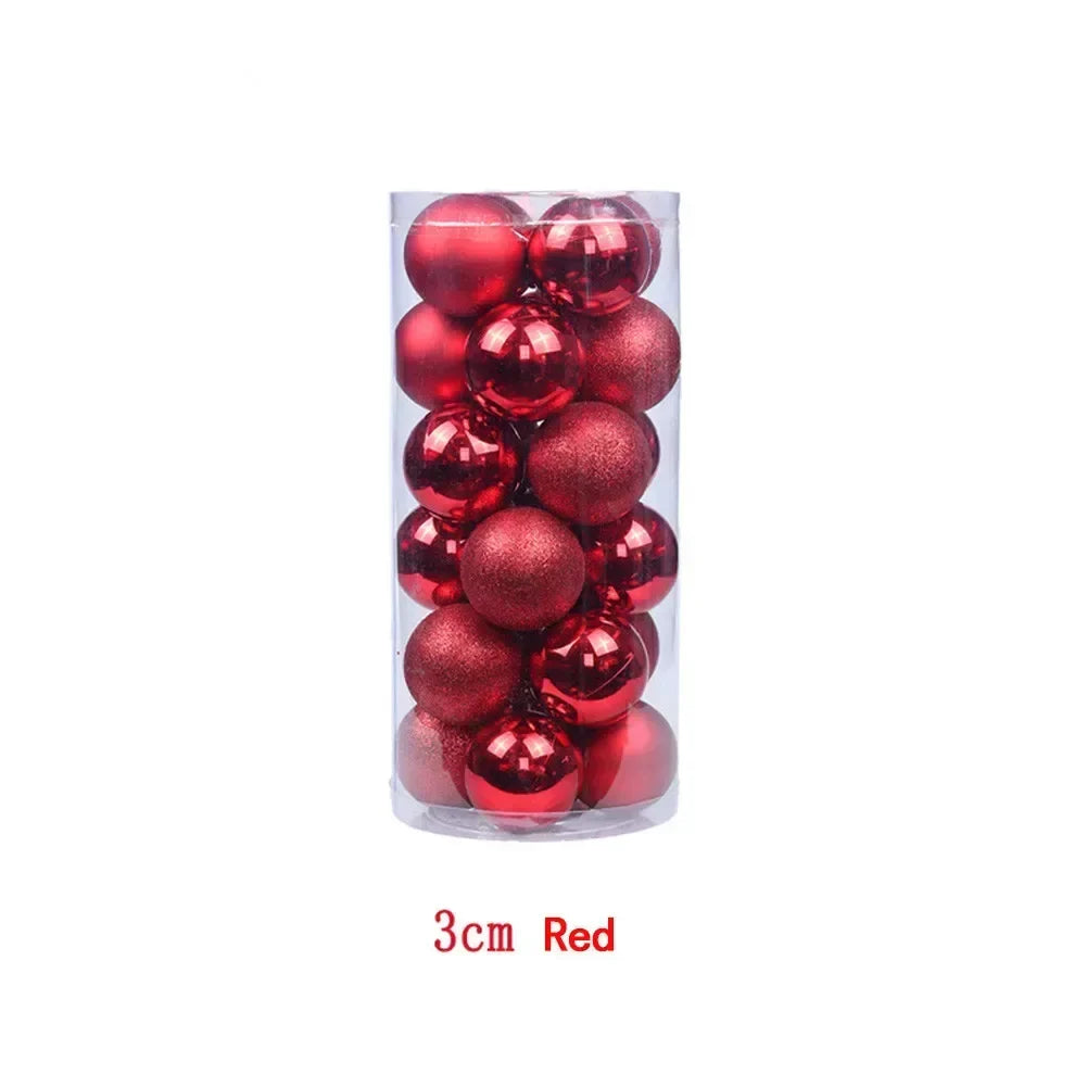 24-Pack 3cm Christmas Ball Ornaments – Shiny, Matte & Glitter