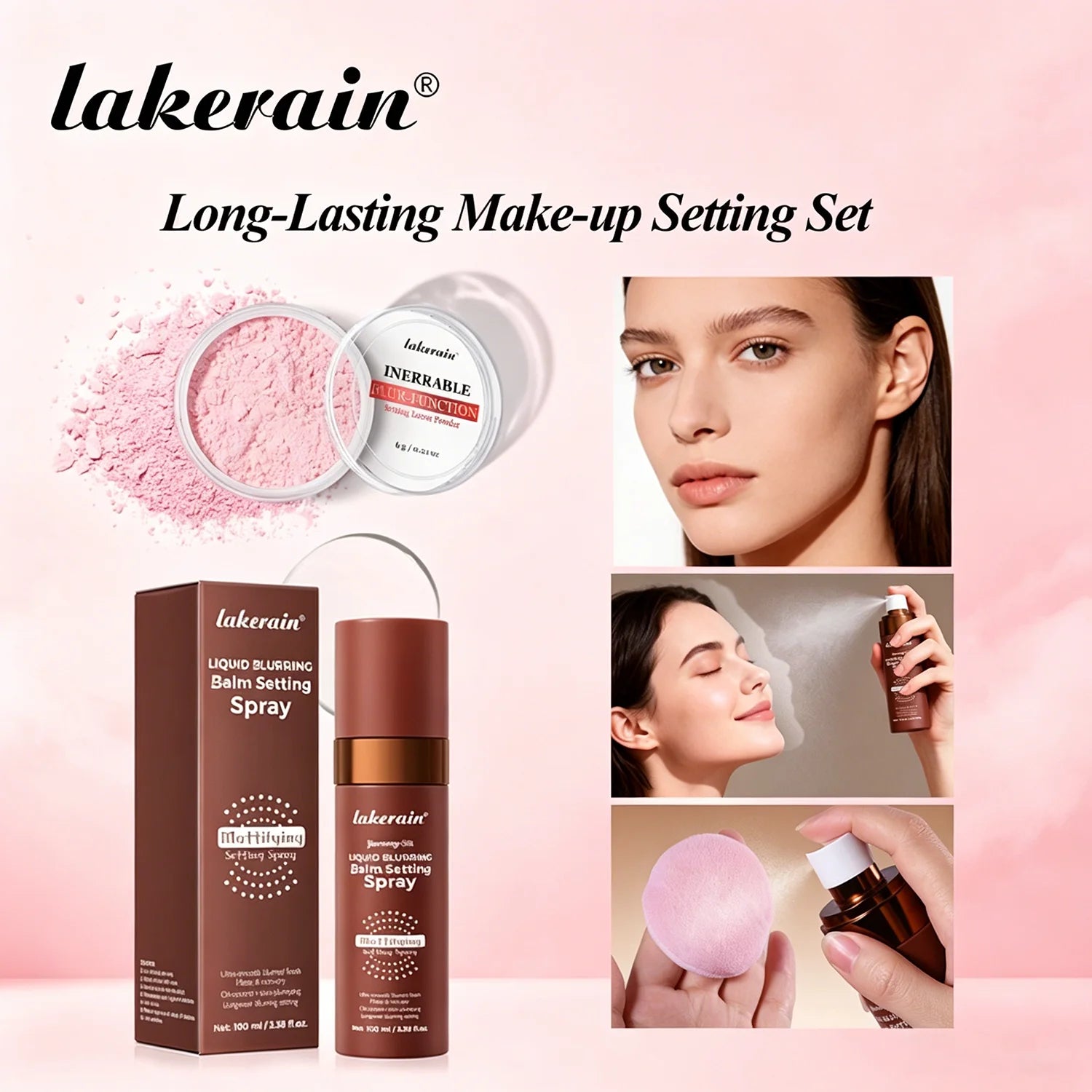 Setting Powder & Setting Spray Set Long Lasting Makeup Setting Even Skin Tone Control Oil Smooth Matte Finish Makeup Setting Kit Peaceful Pleasures Health and Wellness