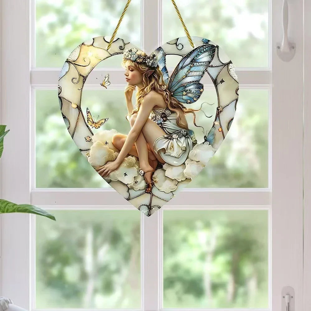 Fairy Angel Heart Suncatcher | Acrylic Window Hanging Ornament