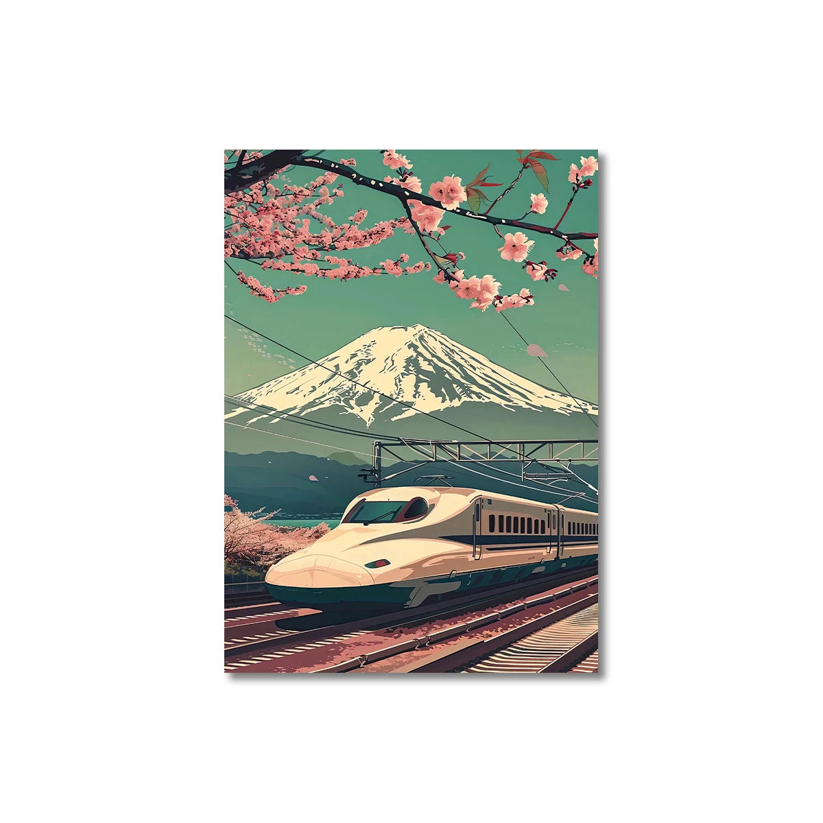 Japanese Mount Fuji Canvas Wall Art | Plum Blossom Wave Poster Canvas Wall Art Peaceful Pleasures Health and Wellness TL524 50x70cm Unframed