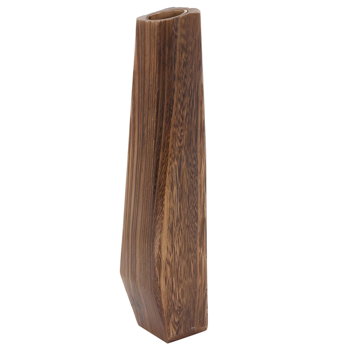 Rustic Tall Burnt Wood Flower Vase for Dried & Faux Flowers