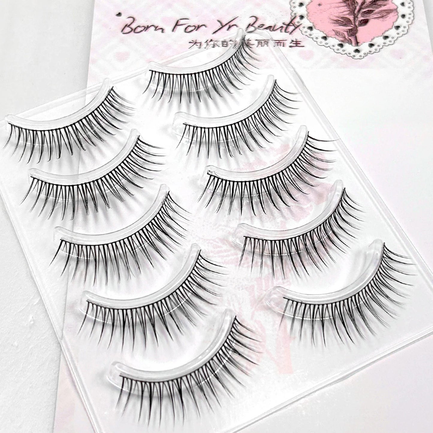 5 Pairs DIY Anime Full Strip Lashes Doll Eye Natural Asian False Eyelashes Thick Thin Black Stem Korean Idol Style Fake Lashes Peaceful Pleasures Health and Wellness
