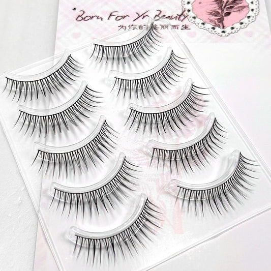 5 Pairs DIY Anime Full Strip Lashes Doll Eye Natural Asian False Eyelashes Thick Thin Black Stem Korean Idol Style Fake Lashes Peaceful Pleasures Health and Wellness