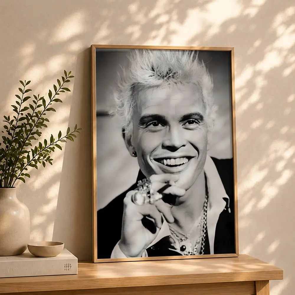 Singer B-Billy IdolS Poster HD Self Adhesive Waterproof Wall Art Ideal for Home Office Dorm Bedroom Great Gift Peaceful Pleasures Health and Wellness White11 30X40cmNoframe