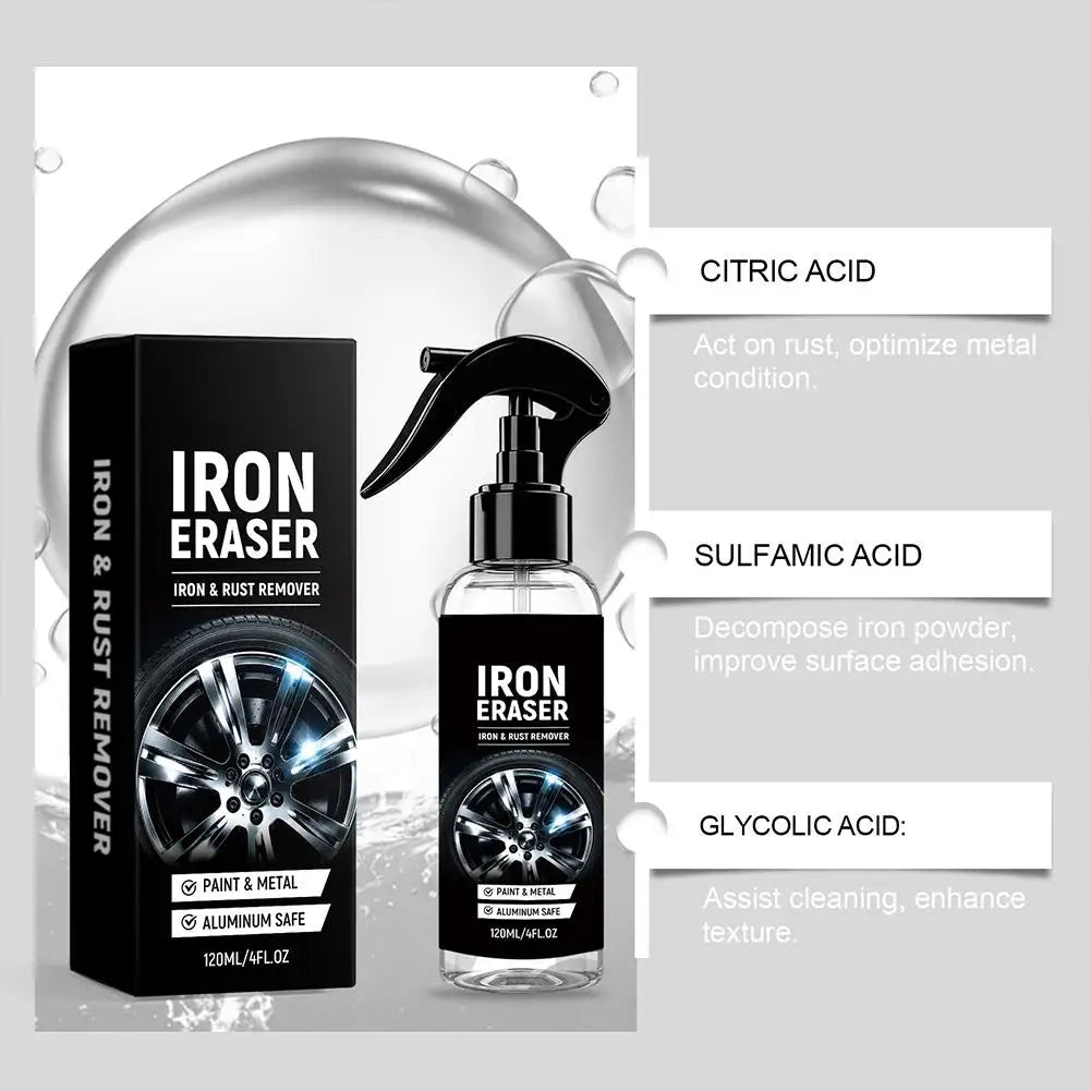 Cleaning Decontamination Descaling Renewing Paint Metal Safe Iron Eraser 120ml Tire Iron Rust Cleaning Agent Car Rust Remover Peaceful Pleasures Health and Wellness