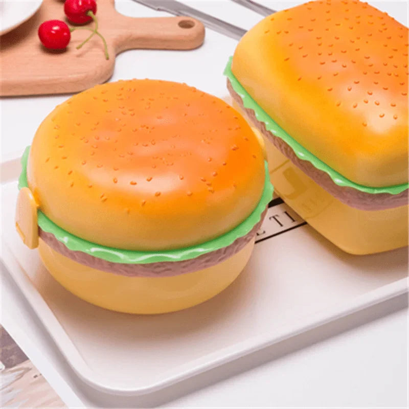 Hamburger Bento Lunch Box – Double Tier Microwave Container