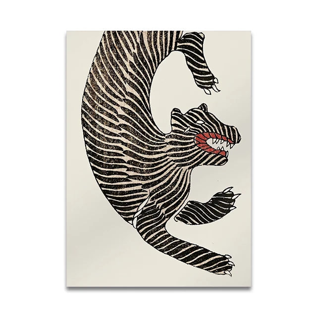 Taguchi Tomoki Japanese Vintage Animal Canvas Wall Art Unframed