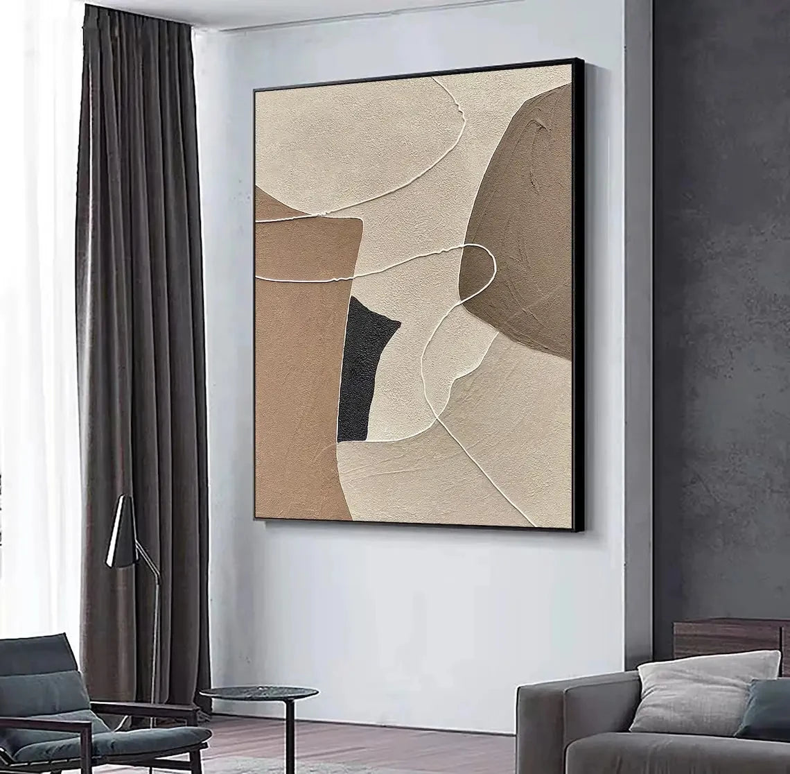 Handmade Textured Wall Art, Beige, Brown, Abstract Oil Painting on Canvas, Neutral, Large Wall Decor, Home Decoration Peaceful Pleasures Health and Wellness