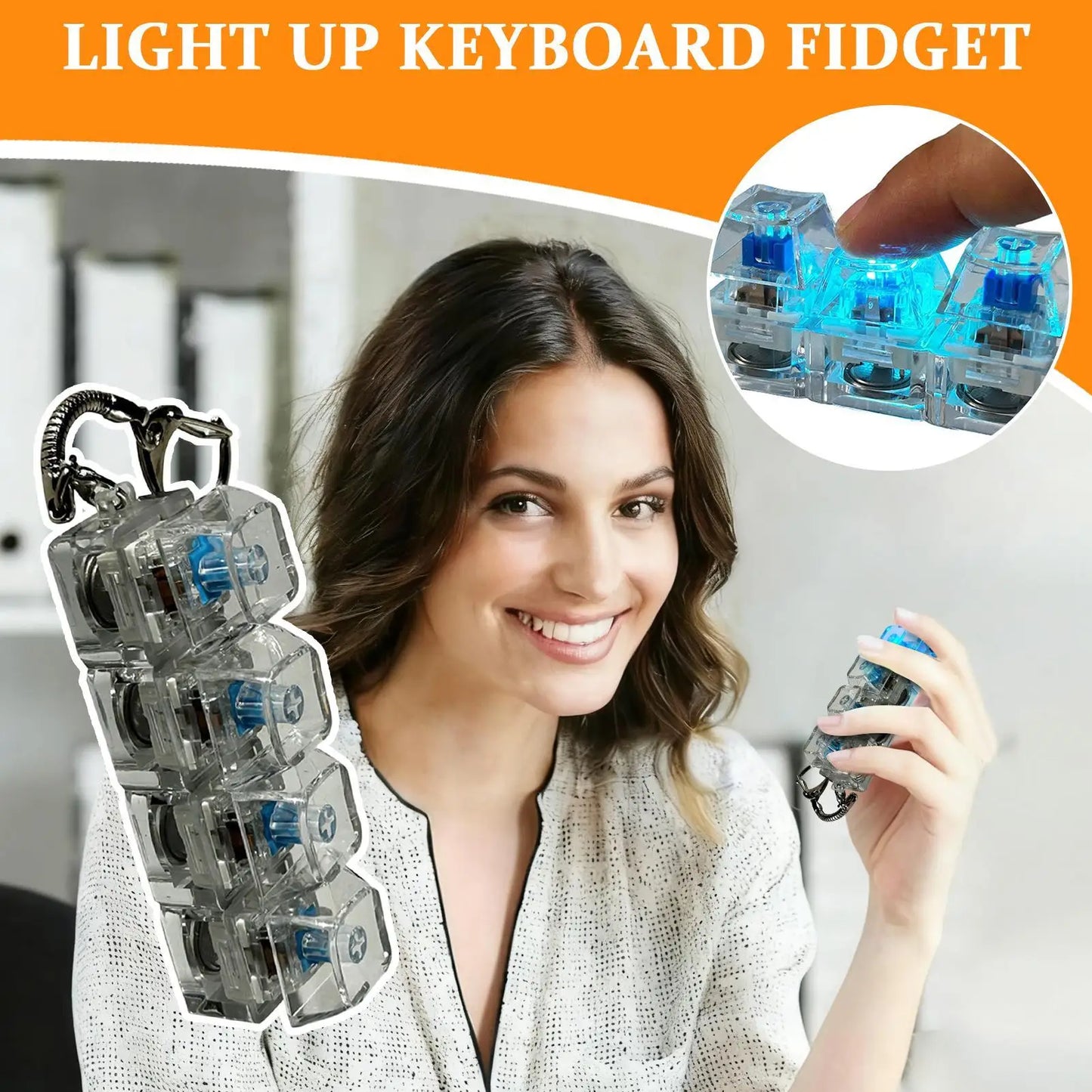4-Key LED Keyboard Fidget Keychain Toy for Adults & Kids