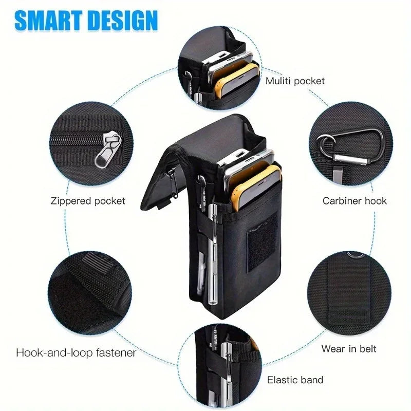 Men's Oxford Fabric Belt Phone Pouch | Fits Up to 6.3" Phones