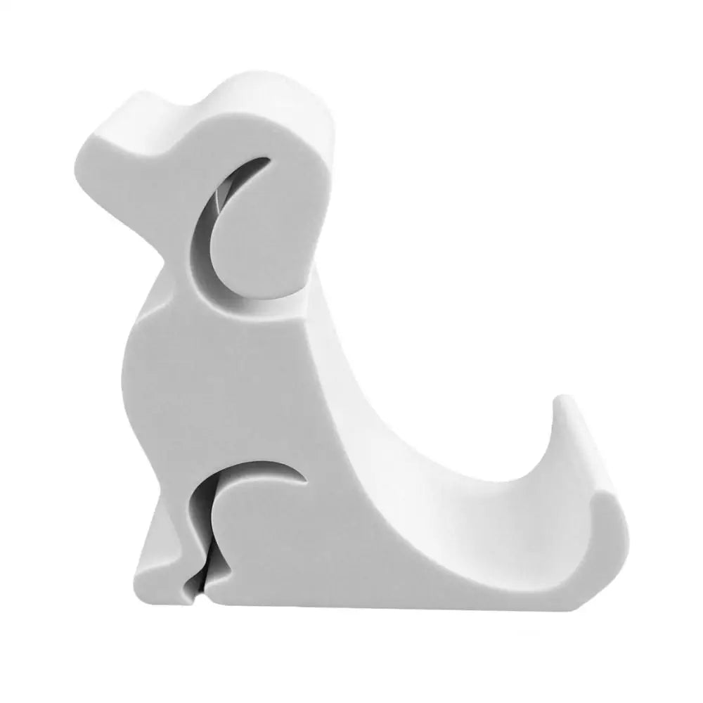 Cute Dog Figurine Phone Stand Anti-Slip Desk Cell Phone Holder Adorable Desk Decor & Functional Stand For Home Office Outdoor Peaceful Pleasures Health and Wellness White