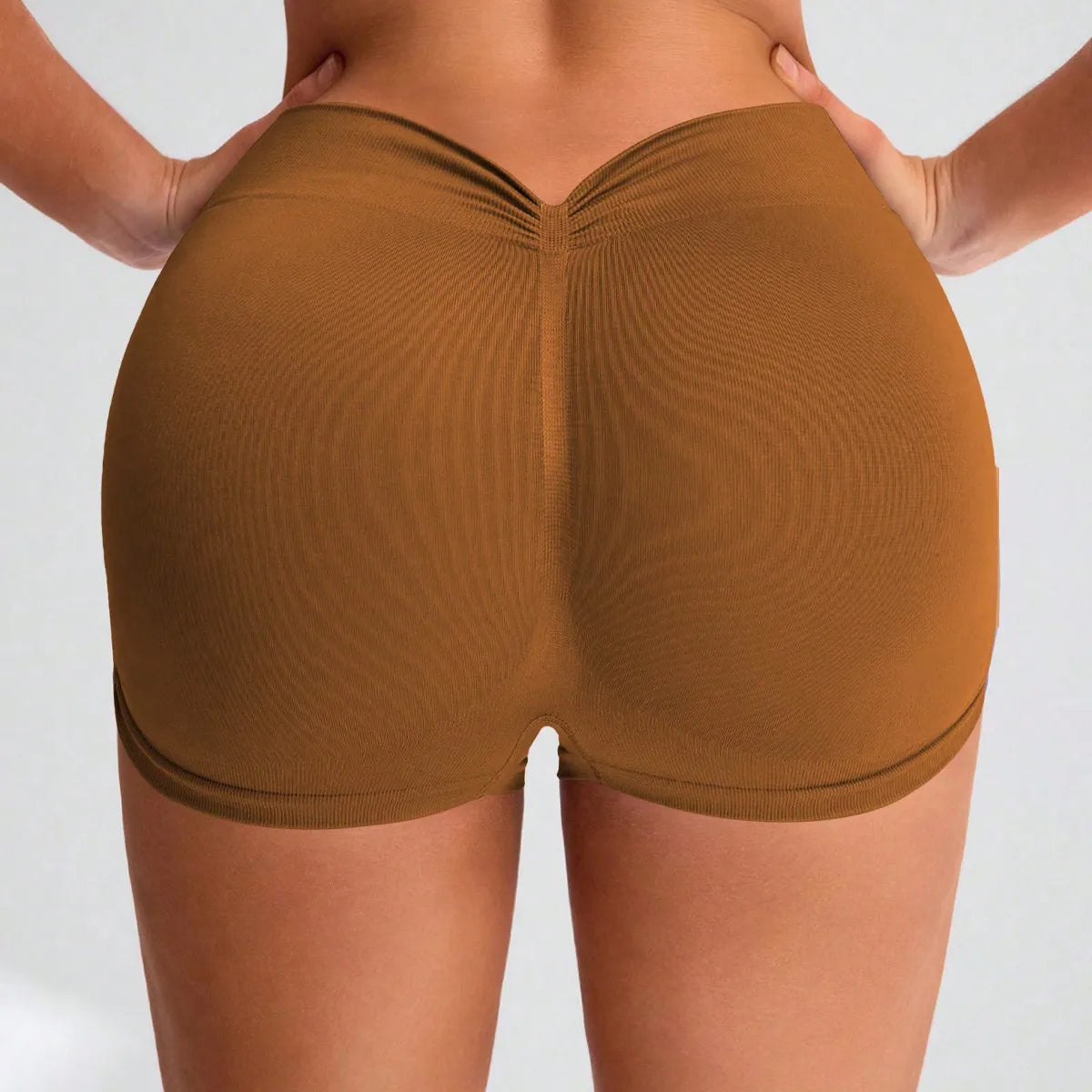 Women's Seamless Hip-Enhancing Yoga Shorts | Moisture-Wicking Yoga Athletic Shorts Peaceful Pleasures Health and Wellness Khaki L