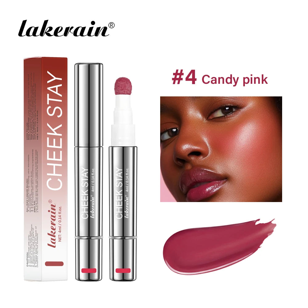 Cheek Blusher 6 colors Long-Lasting Cheek Stain All-Day Blendable Liquid Blush Long-Lasting Blush Sponge Applicator Cheek Makeup Peaceful Pleasures Health and Wellness 3Nude mauve