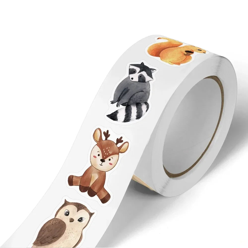 500Pcs Forest Animal Stickers Roll – 1" Labels & Kid Rewards