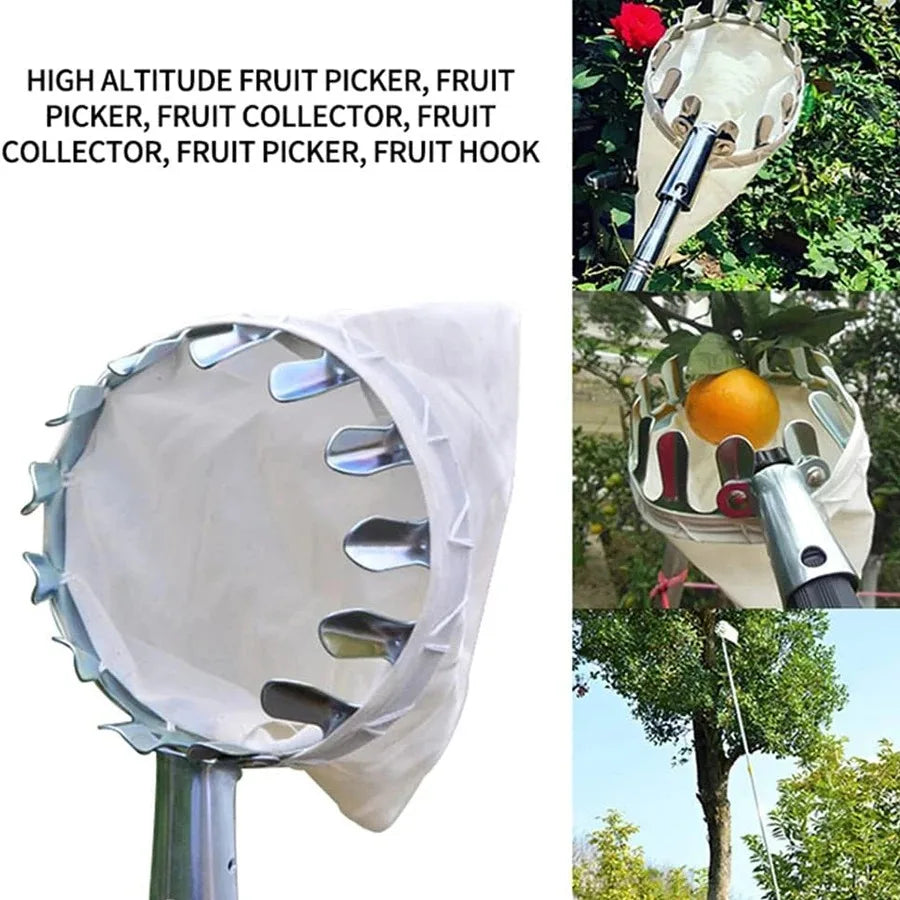 Adjustable Long Reach Fruit Picker Tool Harvest Collector for Apple Cherry Berry Gardening Supplies Farm Orchard Peaceful Pleasures Health and Wellness