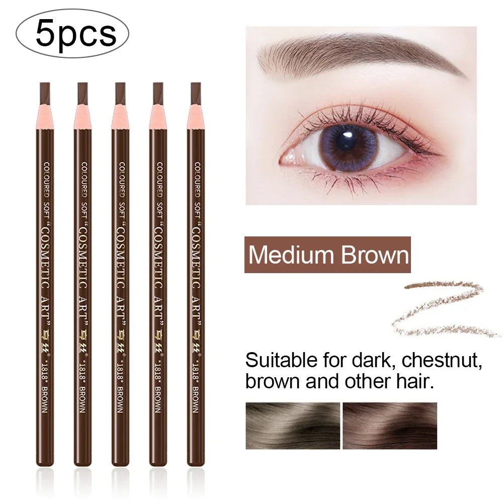 5-Piece Microblading Eyebrow Pencil Set – Waterproof Brow Pen