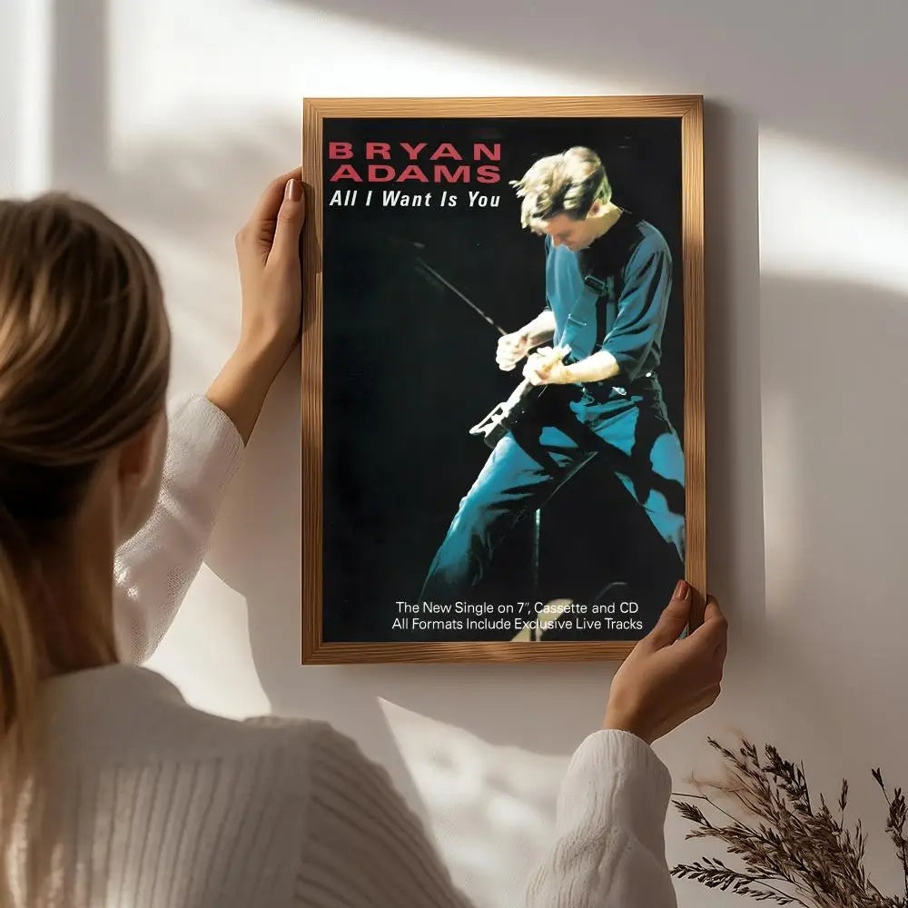 Singer B-Bryan Adams Poster HD Self Adhesive Waterproof Wall Art Ideal for Home Office Dorm Bedroom Great Gift Peaceful Pleasures Health and Wellness White1 15X20cmNoframe