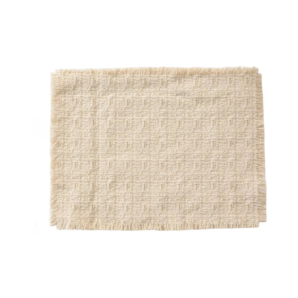New Beige Color Cotton Placemat Soft Square Shape Table Mat Cotton Photo Props Peaceful Pleasures Health and Wellness 28-38cm L