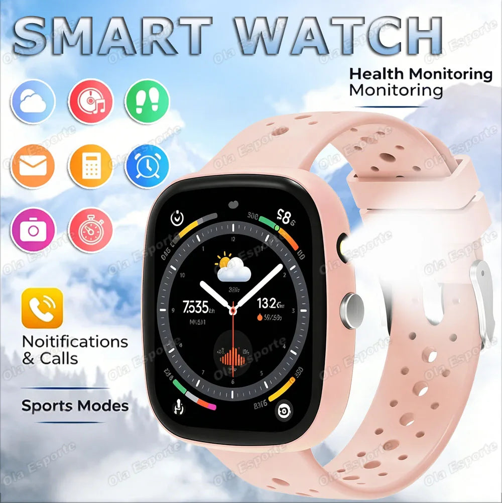 New Game Smart Watch 1.83 Bluetooth Call Sports Mode Music/Camera Control LED Flashlight Long Battery Watch for Android/IOS Gift Peaceful Pleasures Health and Wellness Pink