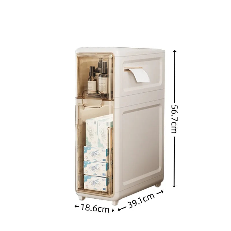 Narrow Gap Storage Cabinet with Sliding Drawers Waterproof Organizer for Bathroom & Kitchen, Multi-Layer Shelf for Tight Spaces Peaceful Pleasures Health and Wellness 2 Layer