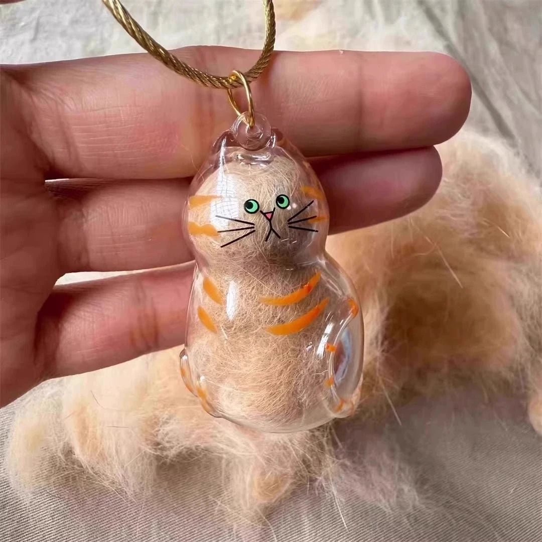 Cat Keychain Pendant & Hair Storage Box | Cute Pet Travel Accessory