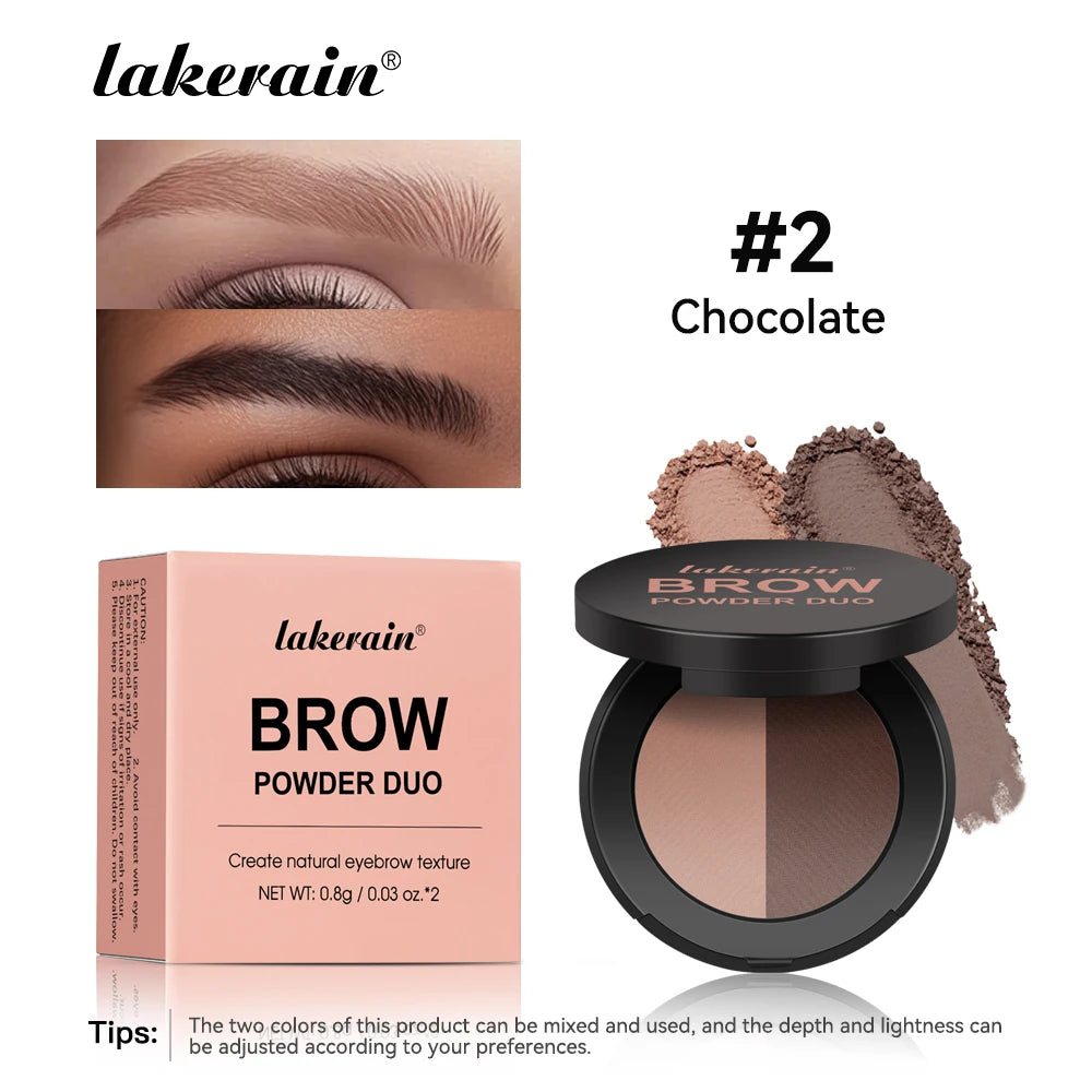 Brow Powder Duo Two-color Eyebrow Powder Design Long-Lasting Natural 3-Dimensional Eyebrow Shape Makeup Fine Powder Cosmetic Peaceful Pleasures Health and Wellness Chocolate