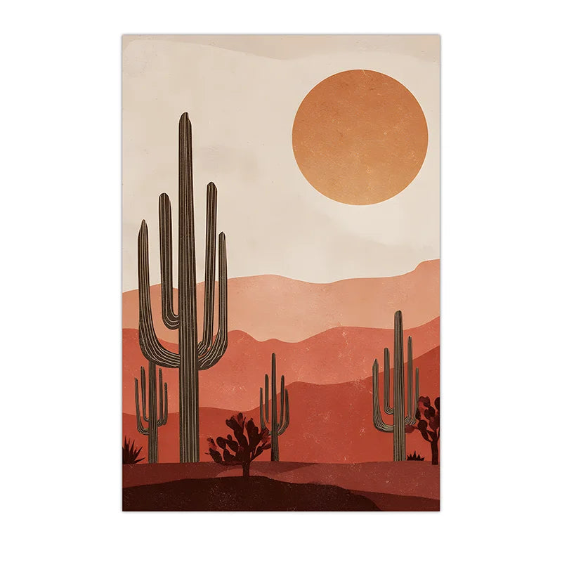 Boho Cactus Desert Sunset Canvas Wall Art Print | Unframed Canvas Wall Art Print Peaceful Pleasures Health and Wellness 04 40x60cm No Frame China Mainland