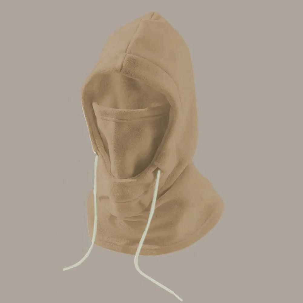 1PC Winter Fleece Neck Warmer Balaclava, Adjustable Drawstring Hood, Lightweight Soft Unisex Ski Mask for Cycling Outdoor Sports Peaceful Pleasures Health and Wellness Khaki