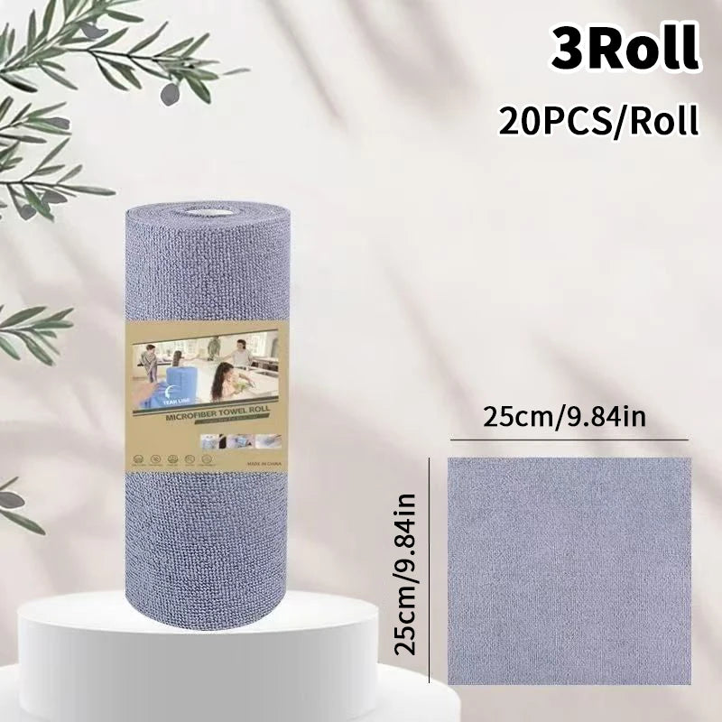 Microfiber Cleaning Cloth Roll – Reusable Tear-Off Dish Towels Microfiber Cleaning Cloth Peaceful Pleasures Health and Wellness C Gray