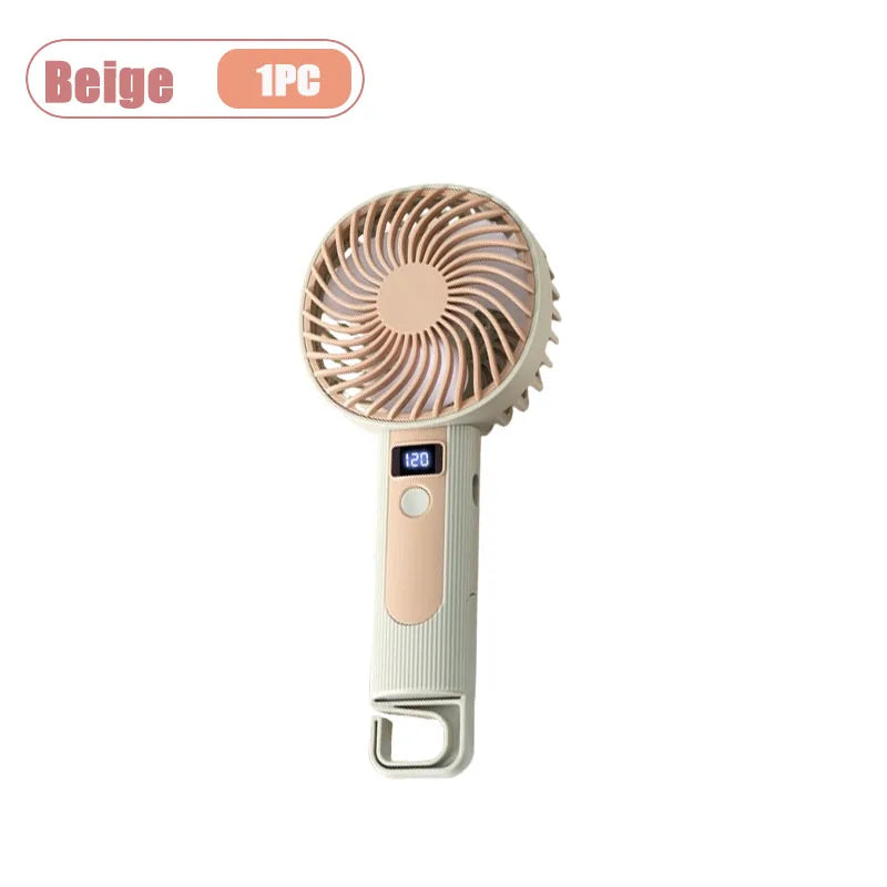 120-Speed Portable Handheld Fan | USB Rechargeable & Digital Display