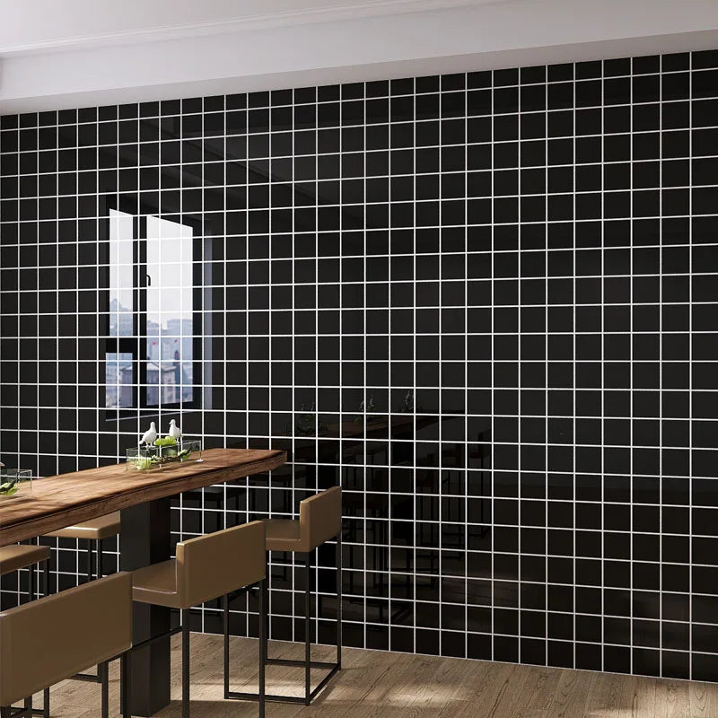 Black Grid Peel & Stick Wallpaper – Waterproof PVC 40cm Roll