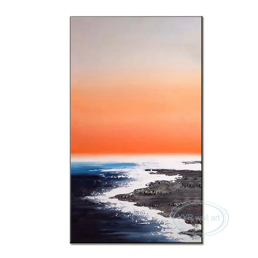 High Quality Canvas Art Oil Painting Modern Abstract Handmade Seascape Wall Decoration Mural Parlor Vestibule Hotel Custom Image Peaceful Pleasures Health and Wellness No frame 90cmx150cm
