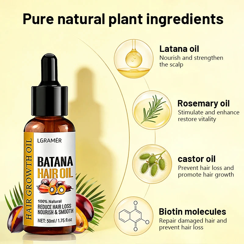 Bataná Hair Oil Care Oil Rapidly Promotes Hair Growth Prevent Hair Loss Strengthens Hair Nourishes and Softens Hair Care Product Peaceful Pleasures Health and Wellness