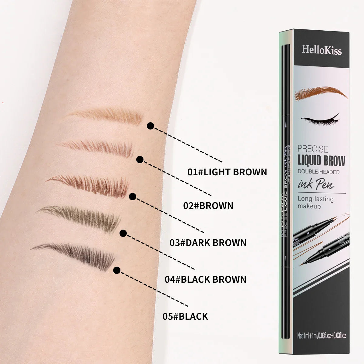 Hello Kiss Dual-Tip Waterproof Eyebrow Pencil – Smudge-Proof