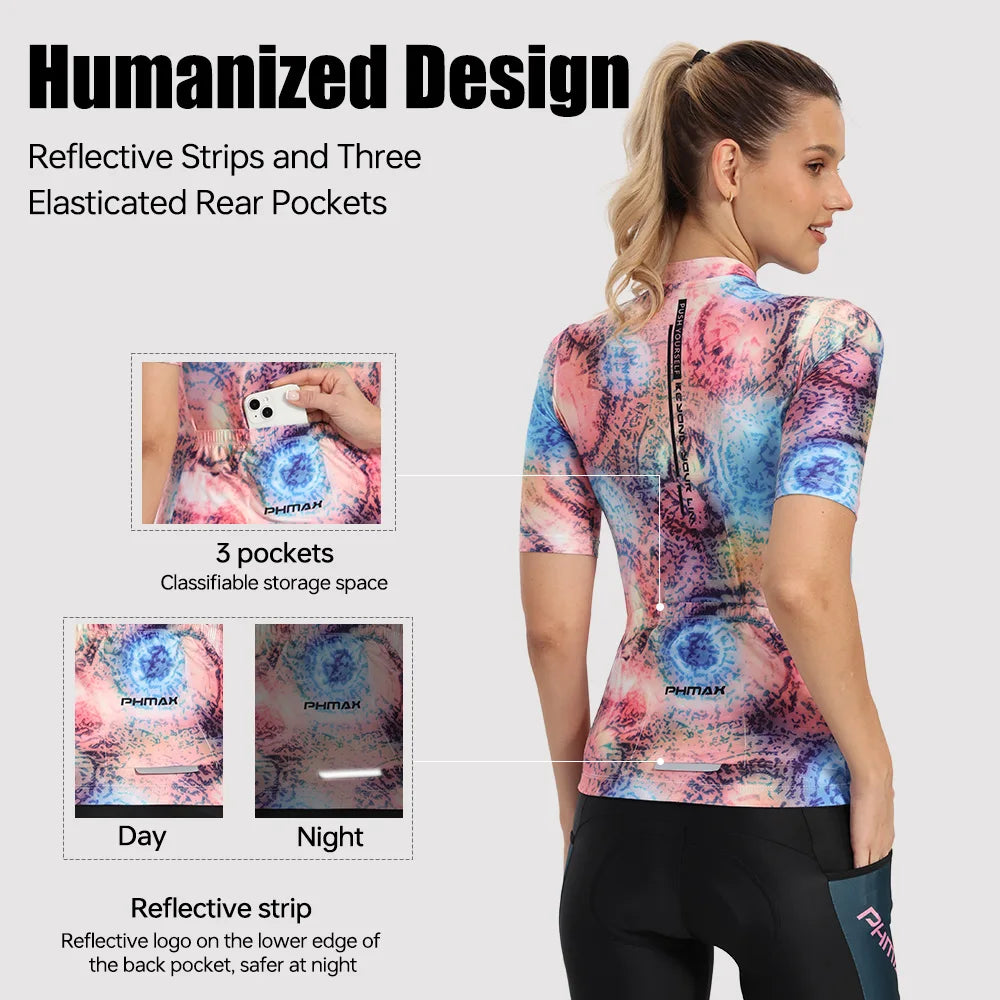 PHMAX Women's Short Sleeve Cycling Jersey | Quick Dry MTB