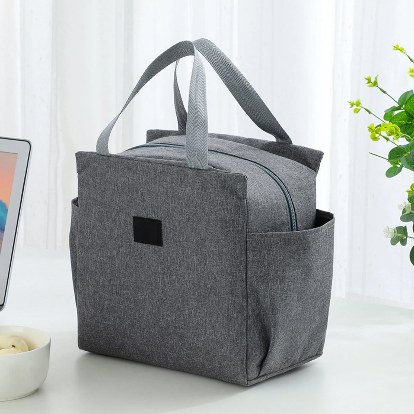 Portable Portable Insulated Bento Bag Large Capacity Lunch Bag with 2 Side Pockets for Office School Daily Use Peaceful Pleasures Health and Wellness