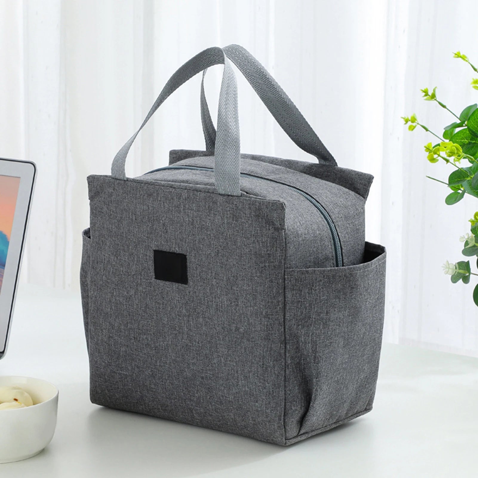 Portable Portable Insulated Bento Bag Large Capacity Lunch Bag with 2 Side Pockets for Office School Daily Use Peaceful Pleasures Health and Wellness