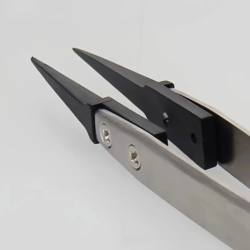 ESD-Safe Precision Tweezers Anti-static Tips Heavy-duty Metal