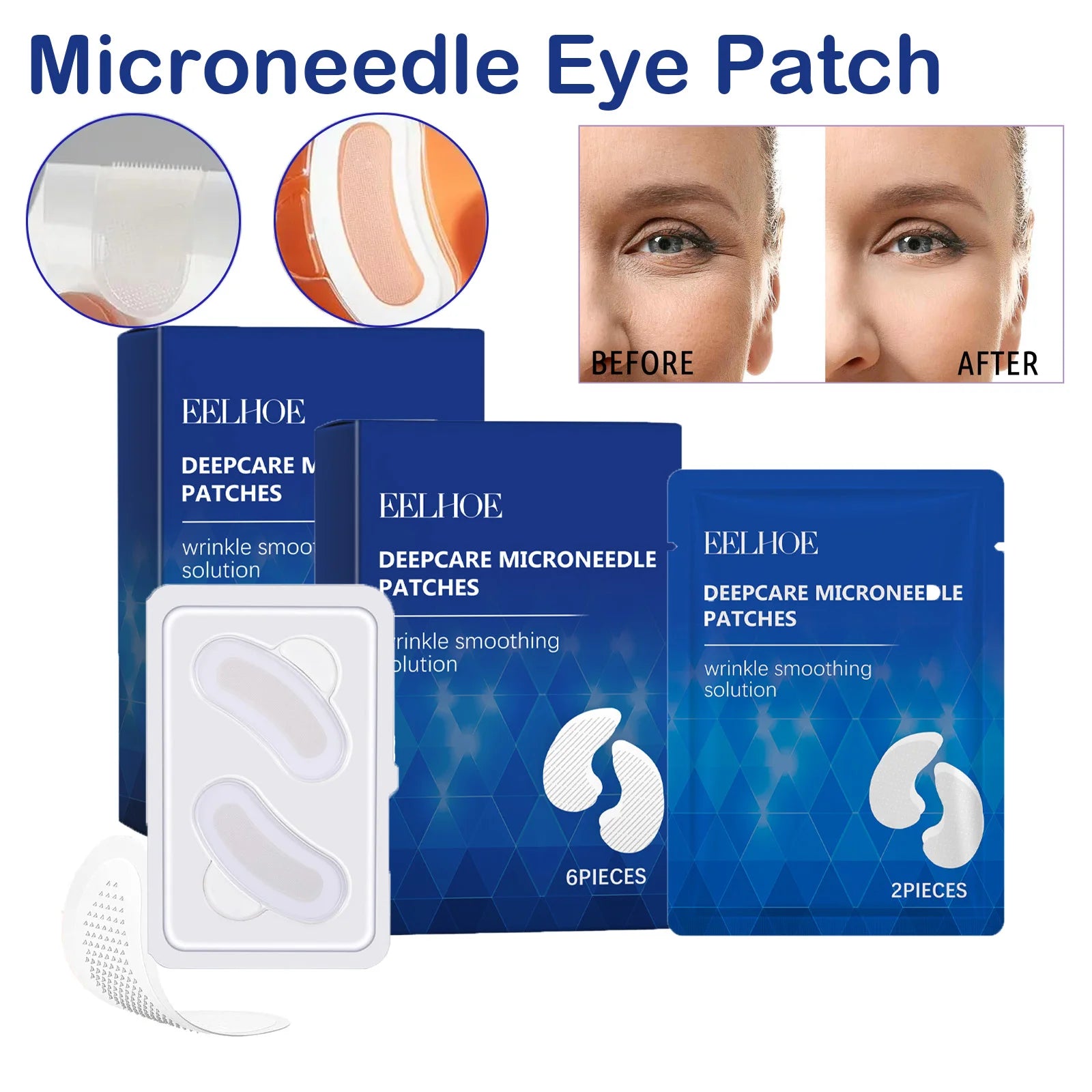 0.25mm Hyaluronic Acid Microneedle Patches Reduce Dark Circles Improve Eye Bags Puffiness Hydrating Anti-Aging Eye Care Peaceful Pleasures Health and Wellness