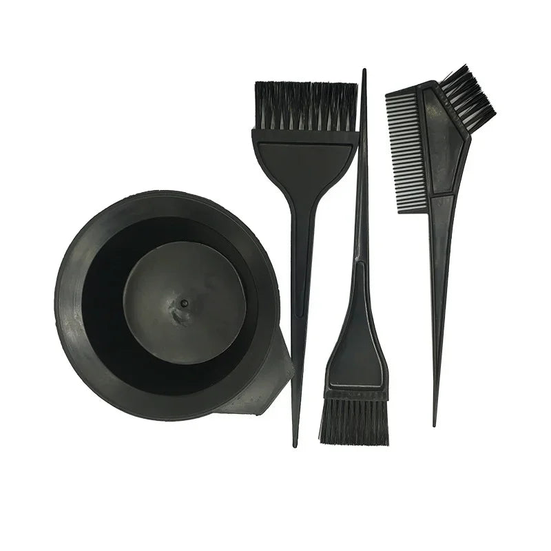 Hair Dyeing Accessories Kit, 4Pcs/Set, Plastic Color Mixing Bowl, Stirring Brush, Hair Coloring Dye Comb, Hair Styling Tool Peaceful Pleasures Health and Wellness black